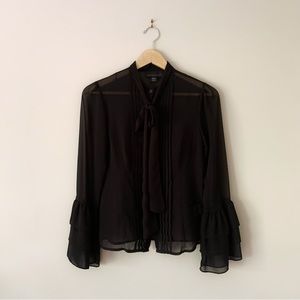 Attention Bell Sleeve Button-Down Blouse